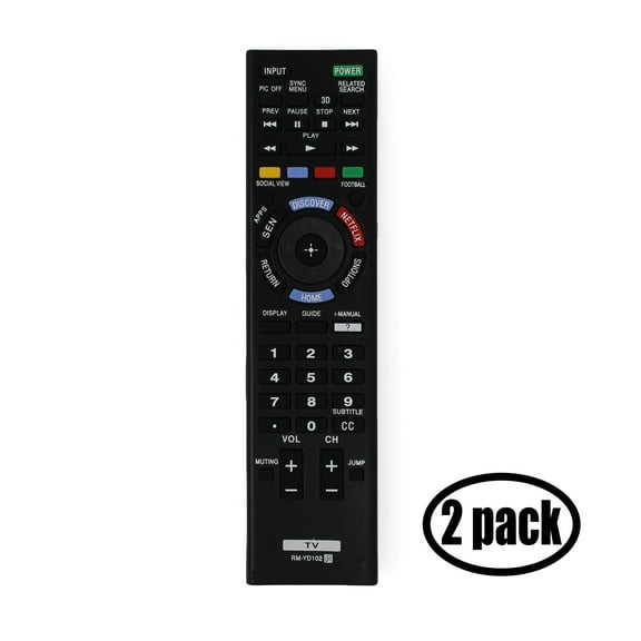 2 Pack Replacement Sony RM-YD102 TV Remote Control for Sony KDL70W850B Television