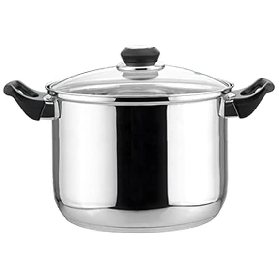 EUROSTAR 8QT Stainless Steel Stock Pot with Glass Cover