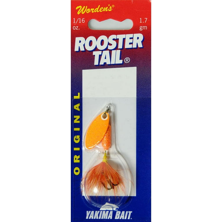 Yakima Bait Worden's Original Rooster Tail, Inline Spinnerbait Fishing Lure,  Glitter Orange, 1/16 oz. 