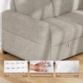 thumbnail image 6 of CHITOOMA 60'' Linen Pull Out Sofa Bed Convertible Sleeper Couch with Charging Port, Upholstered Sectional Sofa with 2 Pillows, Reclining Sofas for Living Room, Beige, 6 of 8