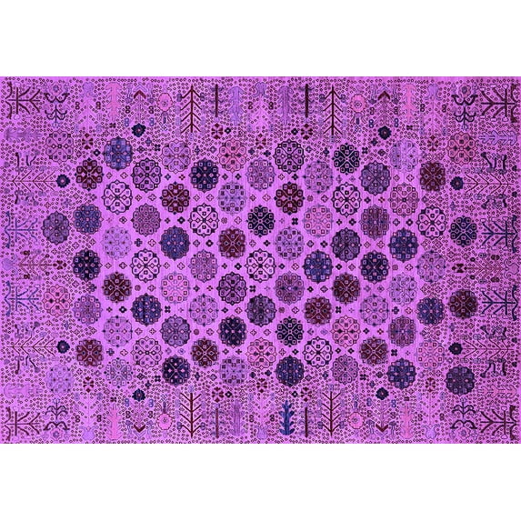 Ahgly Company Indoor Rectangle Oriental Purple Industrial Area Rugs, 8' x 12'