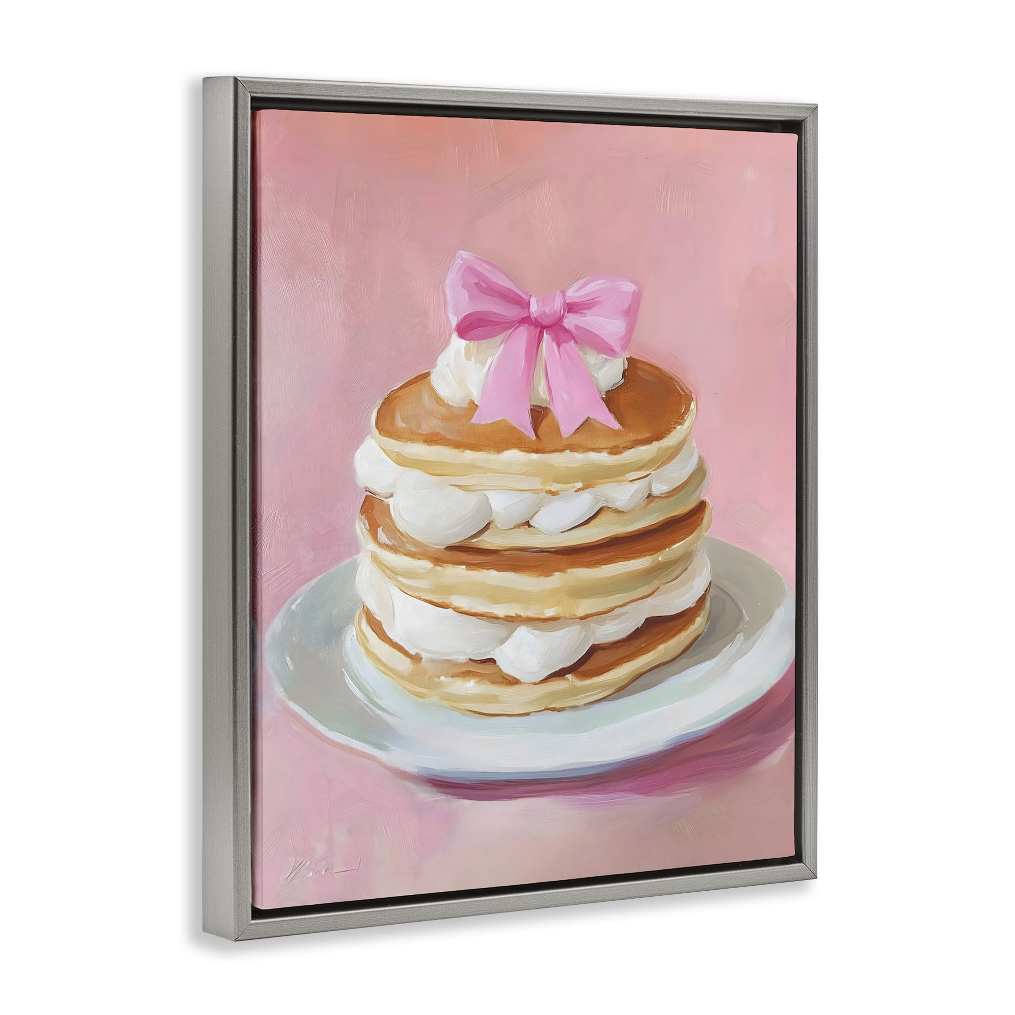 Stupell Industries Coquette Pancakes with Whipped Cream Gray Framed Floater Canvas Wall Art, design by The Prints Vibe