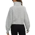 thumbnail image 4 of Spring Autumn Women Long Sleeved Half Zipper Crop Hoodies Sweatshirt, 4 of 5