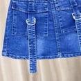 thumbnail image 3 of Favoffer Girls Kids Solid Color Denim Skirt Summer Casual Fashion Cargo Style Cute Bottom for Daily Outdoor Vacation Party Events Sizes 2-9Y, 3 of 5