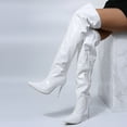 thumbnail image 6 of Stylish Women's Over-The-Knee Boots - Fashion Solid Color Bright Leather High Heel Side Zipper Design, 6 of 7