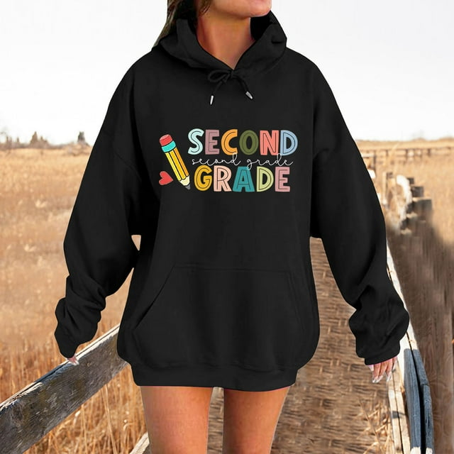 TINZ Chandails à Capuchon et Chandails pour Femmes pour la Saison Scolaire, Col Rond Décontracté, Design avec Motif pour Agencer avec des Jeans, Polyvalent pour le Printemps et l'Automne, Chandail à Capuchon pour Femmes, Hauts d'Automne pour Femmes