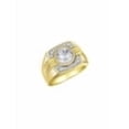 thumbnail image 3 of RYLOS Mens Rings Yellow Gold Plated Silver Designer Round Gemstone &  Diamond Ring White Topaz April Birthstone Rings For Men, Men's Rings, Silver Rings, Sizes 8 - 13, 3 of 7