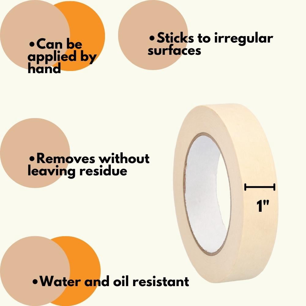 Shield Tape Masking Tape, Water & Oil Resistant, 72 Pieces, 1" x 60 Yards