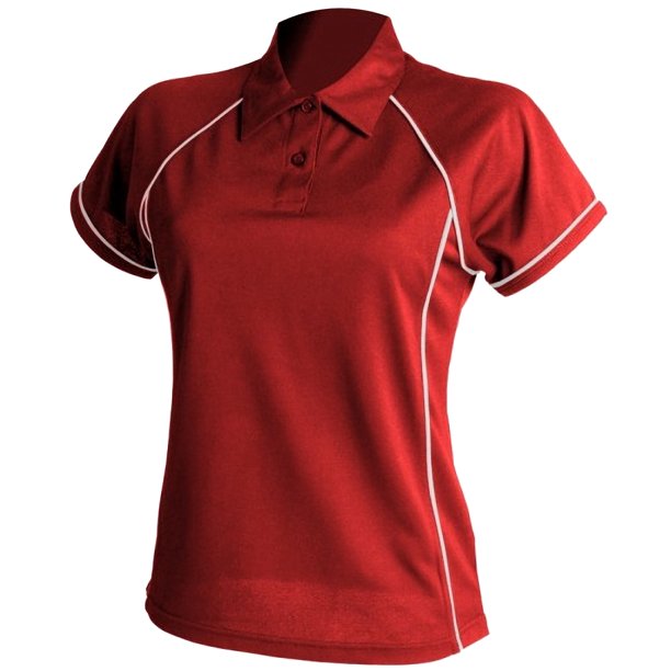 Finden & Hales- Polo de deportes Coolplus con ribetes para mujer (Rojo/Blanco)