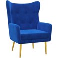 thumbnail image 1 of HOMCOM Fabric Accent Chair, Wingback Armchair with Gold Metal Legs, Blue, 1 of 10