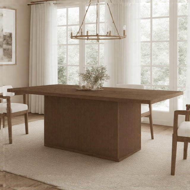 Walnut Solid Wood Rectangular Dining Table Seats 6 8