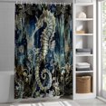 thumbnail image 3 of Ombre Seahorse Leaves Fabric Shower Curtain Gradient Ocean Nautical Washable Shower Curtains for Bathroom, Waterproof Bath Curtain with Hooks Home Decor 72x84in, 3 of 8