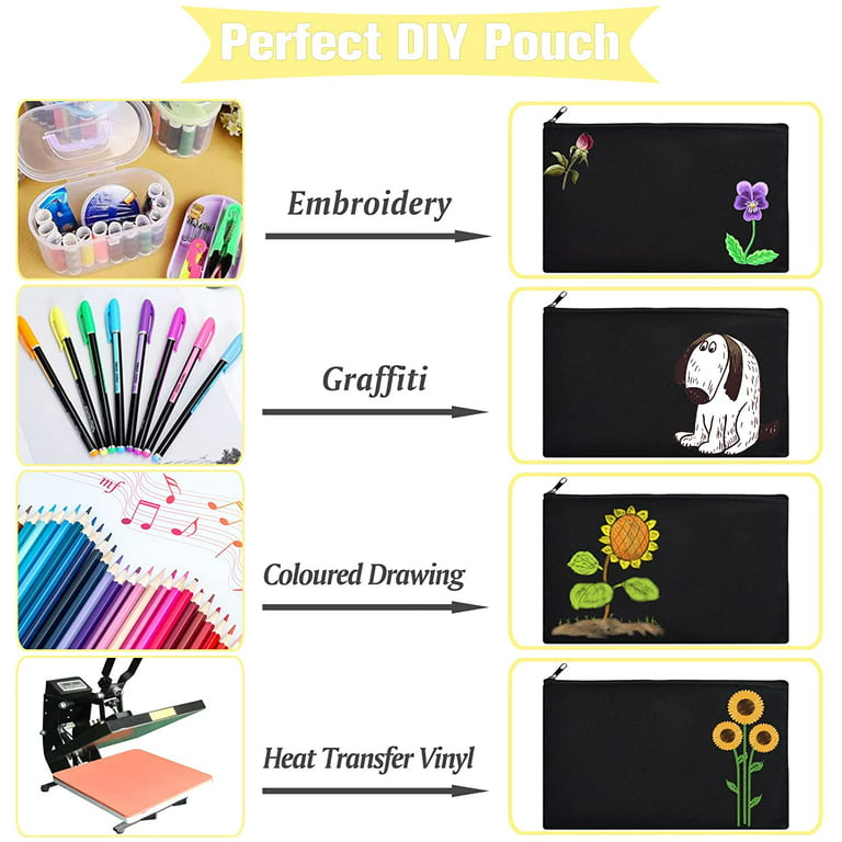 12 Pieces Canvas Pencil Pouch Bulk- Beige Blank DIY Craft Bag Canvas Zipper  Bags Pencil Case Multipurpose Cosmetic Bag Canvas Makeup Bag Travel Toiletry  Bag for Storage(8.3 x 5 inches) 