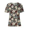 thumbnail image 3 of Women's T-Shirts Summer Clothing Top for Womens Fashion Floral Print Shirts Loose Casual Pullover Short Sleeve Blouses Tops, 3 of 4