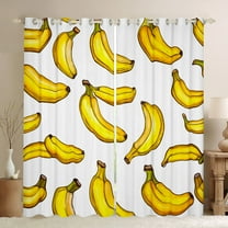 jejeloiu Tropical Fruit Black Out Curtains,Cartoon Banana Curtains Pack of 2 (42x63 Each),Yellow White Bedroom Curtains For Kids,Luxury Bedroom Decor
