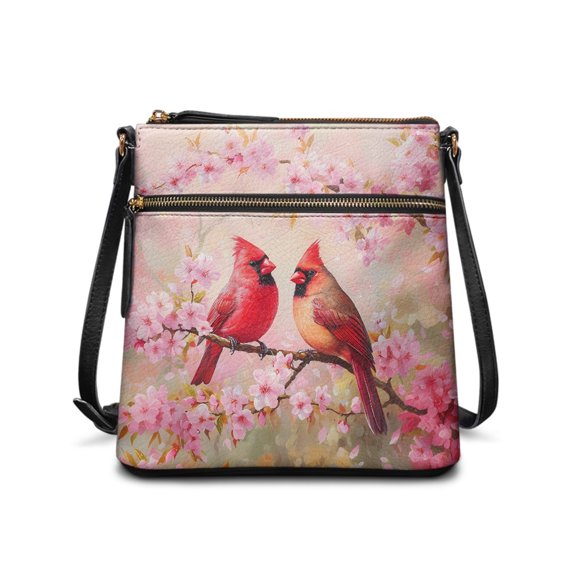 Tutolipy Cardinal Birds Shoulder Bag PU Crossbody Bag, Adjustable Shoulder Strap Versatile Crossbody Purse Durable for Outdoor Activities Travel Use