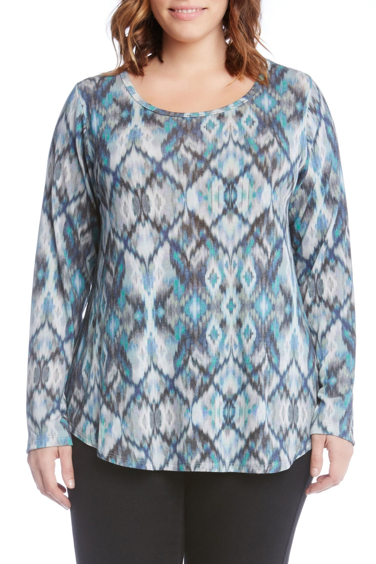 Karen Kane Women's Top Multi Plus TieDye Shirttail 3X