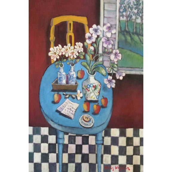 Marmont Hill "La Table En Bleu" Painting Print on Canvas