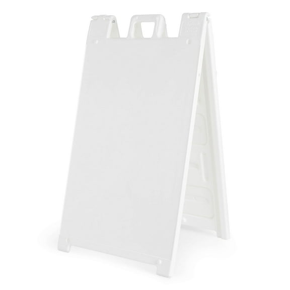 Plasticade Signicade Portable Folding Sidewalk 2 Sided Sign Stand, White
