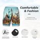 thumbnail image 3 of Balery Iconic Global Landmarks Bañador para hombre, shorts de playa de secado rápido con entrepierna y forro de compresión-XX-Large, 3 of 6