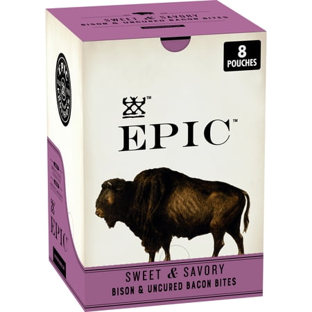 EPIC Sweet and Savory Bison and Uncured Bacon Bites, Whole30 Approved, 8 Count
