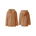thumbnail image 3 of Chaqueta Ligera y Cálida para Mujer, Grandes, con Capucha y Cremallera, Abrigo de Invierno de Forro , Cárdigan Suave y Afelpado con Bolsillos. Marrón L, 3 of 6