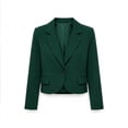 thumbnail image 4 of Edvintorg Blazers for Women Business Casual Plus Size Cropped Suit Jacket Long Sleeve Notch Lapel Blazer Womens Clothing Green L, 4 of 8