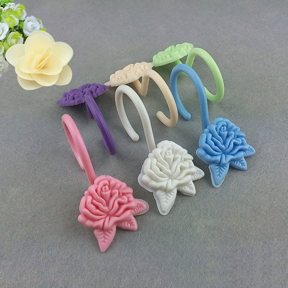 COSMOBETTY 18Pcs Plastic C Shaped Shower Curtain Hooks for Bathroom Drape Support Glide Rings Bath Drape Accessories