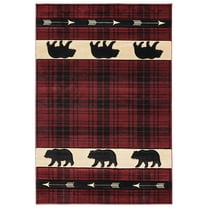 United Weavers Cottage Area Rug 2055 41434 Tartan Bear Burgundy 7' 10" x 10' 6" Rectangle