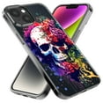 thumbnail image 2 of MUNDAZE Apple iPhone XS Max Shockproof Clear Hybrid Protective Phone Case Fantasy Skull Red Purple Roses Cover, 2 of 5