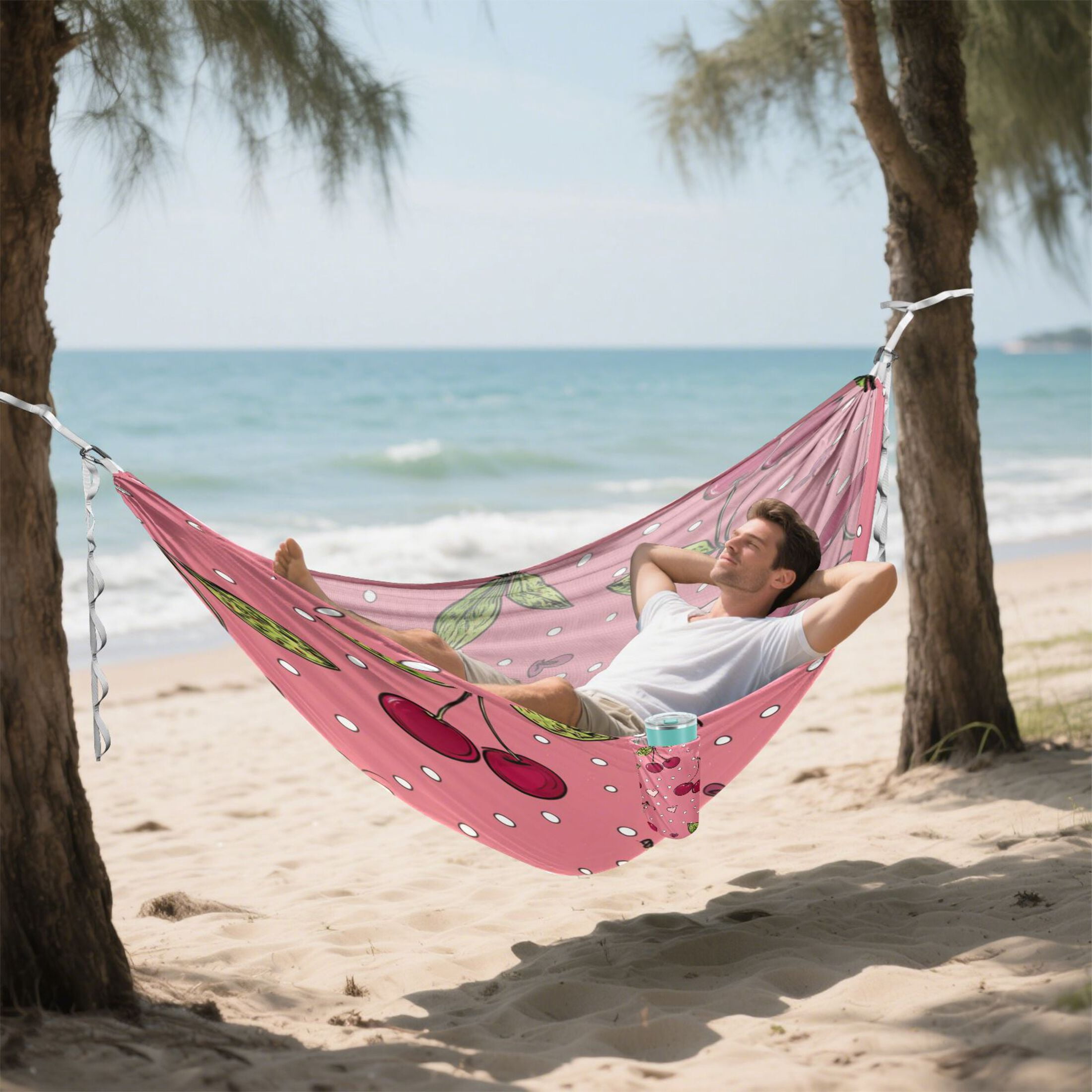 Hammock Camping Hammock Nylon Portable Hammock Travel Camping Hammock Sweet Cherry Chart Pattern