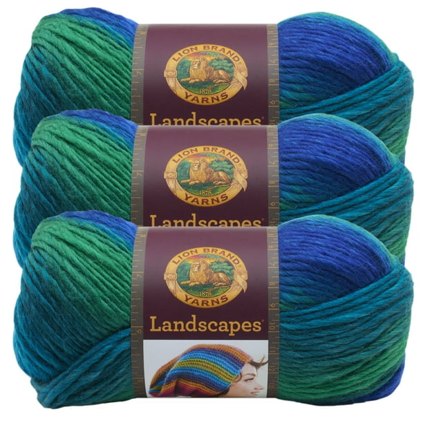 Lion Brand Yarn Landscapes Blue Lagoon SelfStriping Medium Acrylic