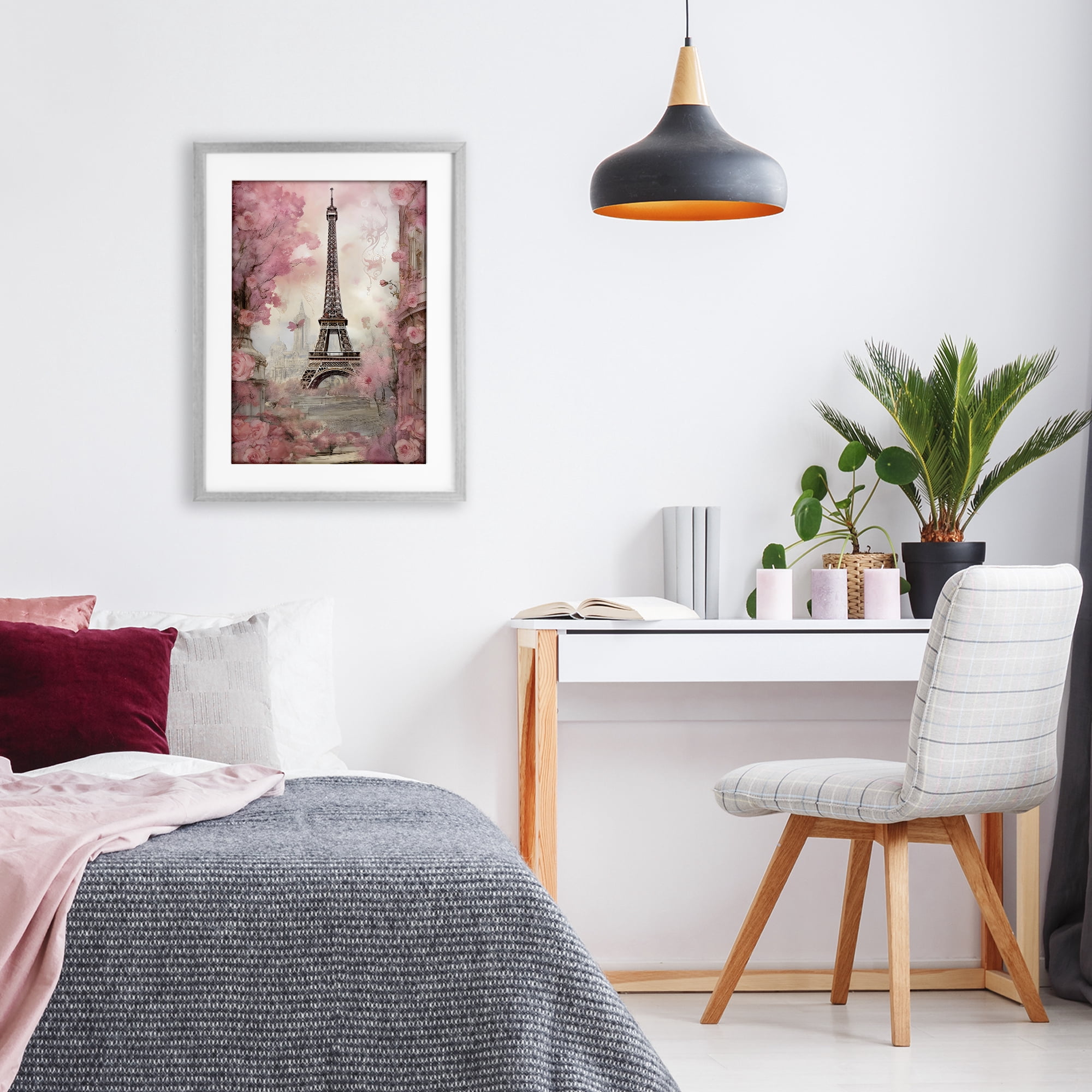 Stupell Industries Paris City View in Bloom Gray Framed Print Under Glass, design by Creative Studio