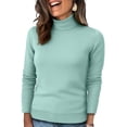 thumbnail image 2 of Nokdvo Womens Turtle Neck Sweaters Trendy Knitting Long Sleeve Solid Color Sweaters Fall Winter Casual Loose Ribbed Pullover Top,Light Green M, 2 of 5