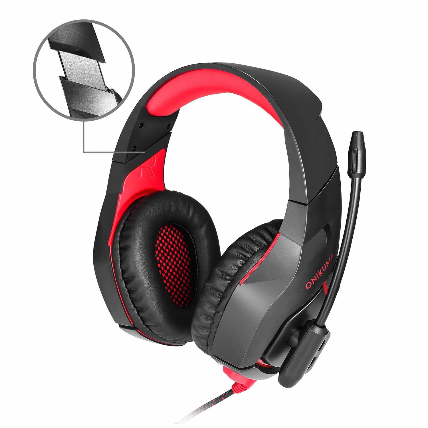 Gaming Headset for PS4 Xbox One, Gaming Headphones with Mic Stereo Surround Noise Reduction LED Lights Volume Control for Laptap, PC, Mac, Smartphones, ect.