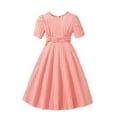 thumbnail image 2 of AUNVITO Little Girls Dresses Girls' Solid Color Short Sleeved Dress Adults' Casual and Comfortable Dress Summer Girls Clothes, 2 of 3