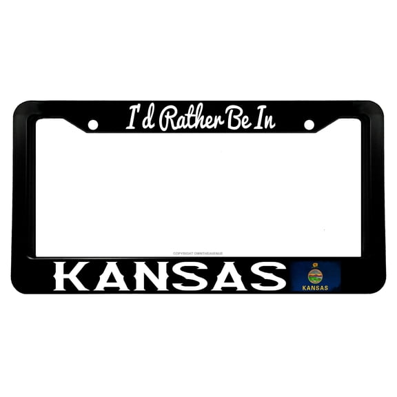 I'd Rather Be In Kansas Vintage Style V02 License Plate Frame