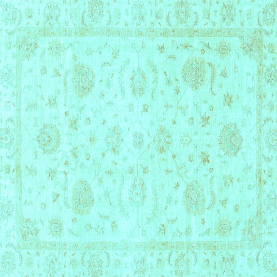 Ahgly Company Indoor Square Oriental Light Blue Traditional Area Rugs, 4' Square