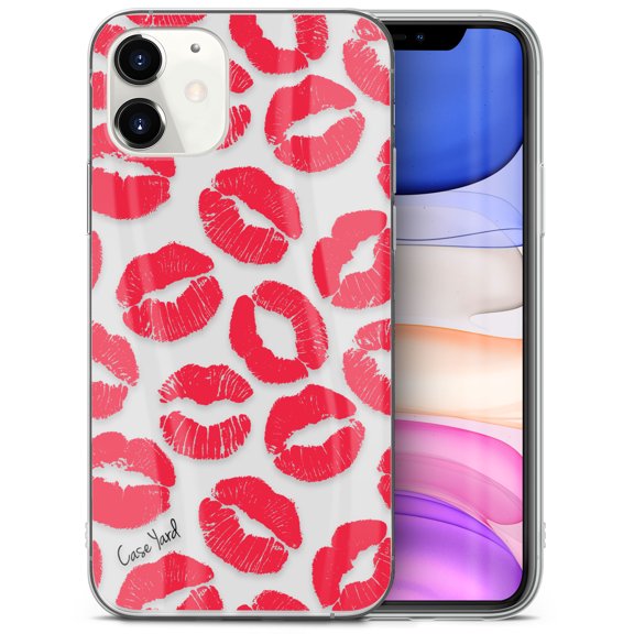 Case Yard iPhone-12-Mini Case Clear Soft & Flexible TPU Ultra Low Profile Slim Fit Thin Shockproof Transparent Bumper Protective Cover Drop Protective Cell Phone Cases (Kisses)