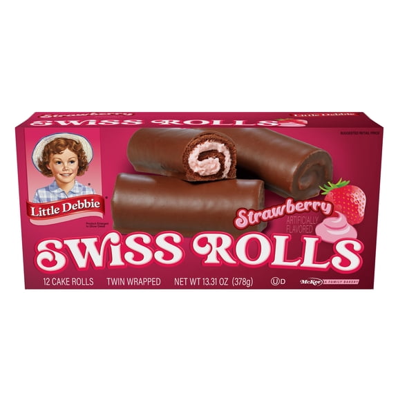 Little Debbie Strawberry Swiss Rolls, Twin Wrapped - 6 ct- Pack of 2