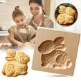 thumbnail image 2 of Wooden Rabbit Cookie Mold - 3D Embossing Baking Mold for Gingerbread, Biscuits, and DIY Crafts, Christmas Thanksgiving Halloween Kitchen Baking Tool with Intricate Carved Design, 2 of 5