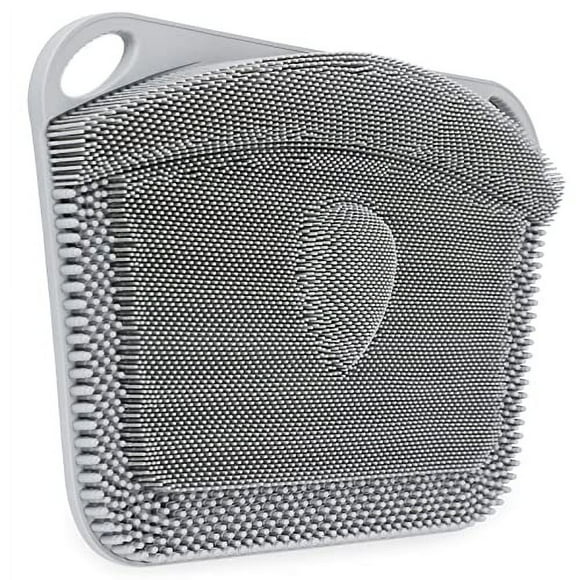 FREATECH Large Silicone Shower Foot Scrubber Mat with Suction Cups - Clean, Exfoliate and Massage Feet Without Bending for Healthy and Smooth Feet, Grey - 44 x 33 cm