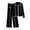 Black, variant on Women's Two Piece Sweater Sets Dressy Casual Knit Button Down Shirts Wide Leg Pants Work Travel Matching Set, Free Size