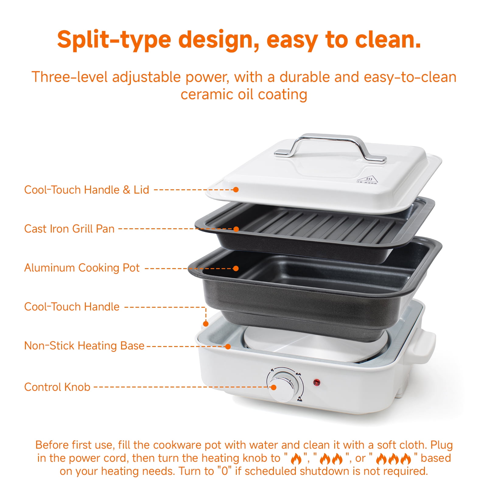 Electric Mini Hot Pot 4L, White