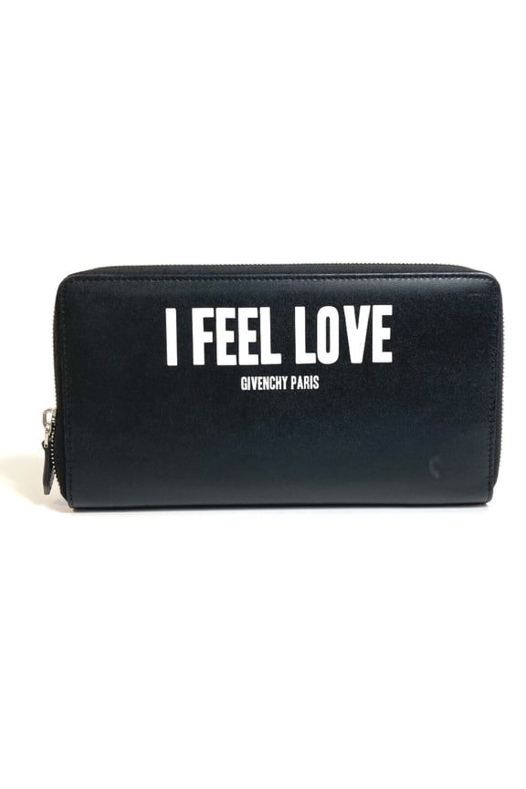 Pre-Owned Givenchy I FEEL LOVE Zip Around Long Wallet Black (Good)