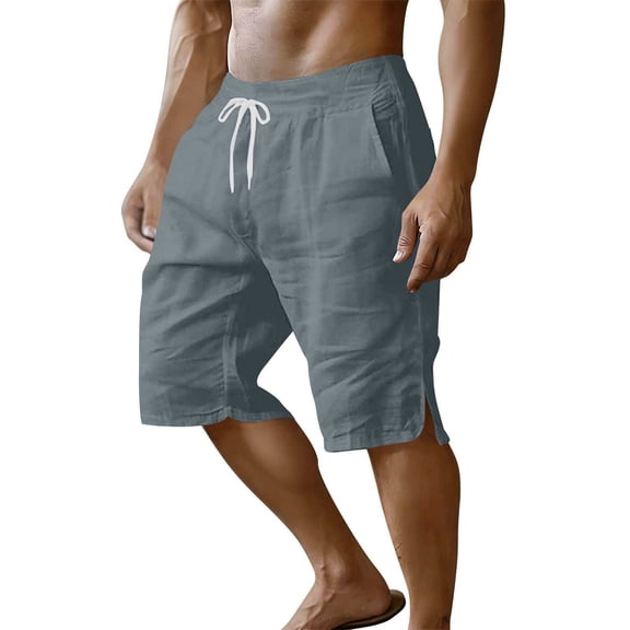 YODETEY Men’s Lightweight Elastic Waist Casual Summer Shorts with Pockets,Men’s & Big Men’s Gray,Size S-3XL