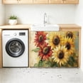 thumbnail image 3 of Summer Sunflowers Small Sink Skirt 10"Wx11"L,Dustproof Under Sink Curtain with Self Adhesive Tape,Red Yellow Floral Leaf Wood Grain Cabinet Curtain Cover for Bathroom Vanity,Kitchen Storage Shelf,RV, 3 of 9