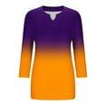 thumbnail image 5 of Fashion Olyvenn 3/4 Length Sleeve Womens Tops Plus Size Summer Notched V-Neck Oversized Tshirts Gradient Color Blouses Oversized Tops Orange XXXXL, 5 of 5