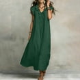 thumbnail image 6 of Ruimatai Women's V-Neck Ruffle Trim Sleeveless Loose Fit Casual Maxi Dresses with Pockets for Women Summer Everyday & Vacation Wear, 6 of 8