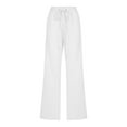 thumbnail image 3 of Odbmxy Long Pants Plus Women Straight-Leg Cotton Linen Women's Trousers Casual White Elastic Waist with Pockets Loose Pants,5XL, 3 of 5